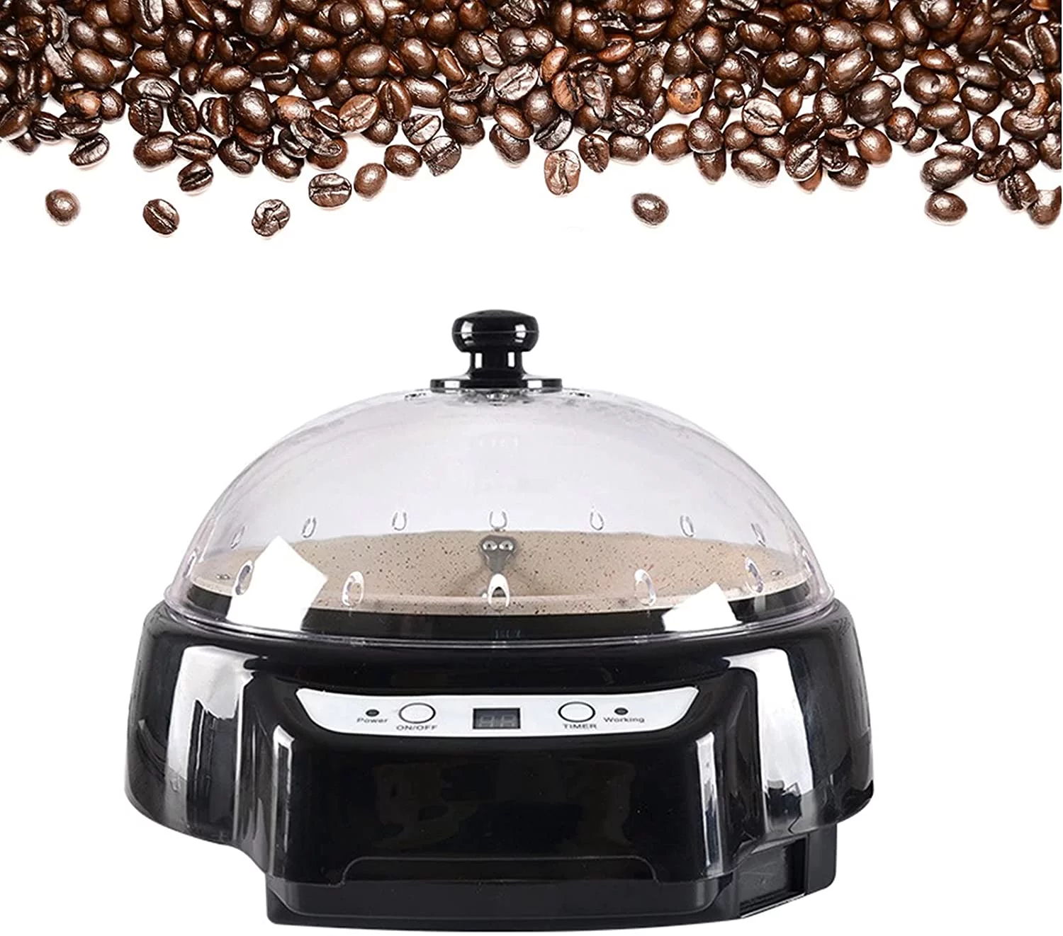 Electric Coffee Roaster Machine Baker Peanut Nuts Home Coffee Roasting Machine Timing Function(Black)