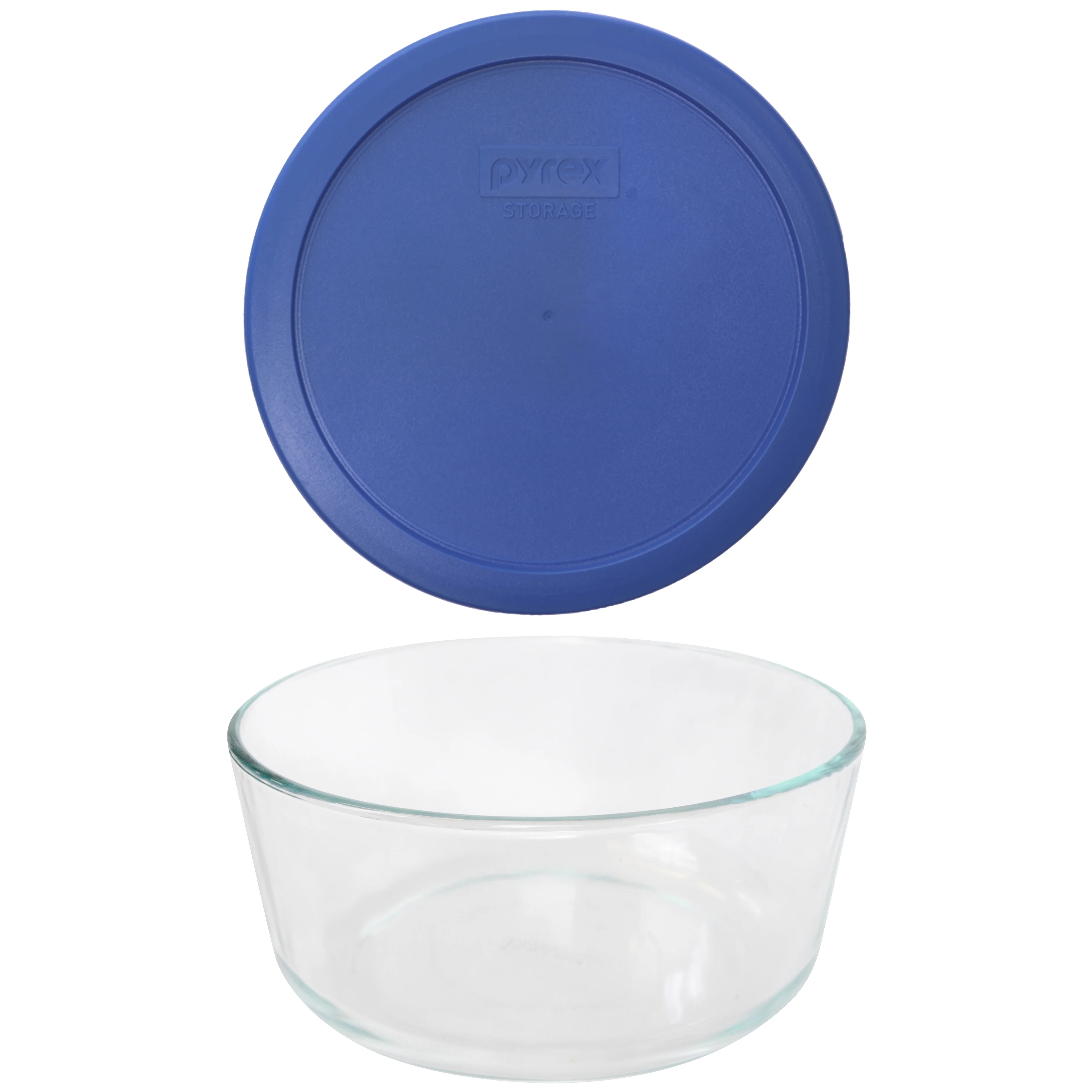 Pyrex 7203 7-Cup Glass Bowl and 7402-PC 6/7-Cup Amparo Blue Lid - Made in the USA