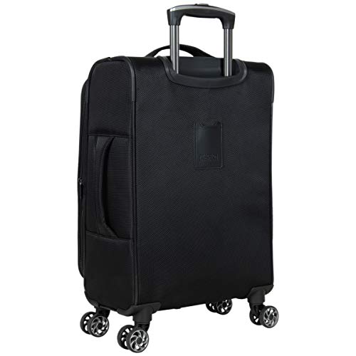 Kenneth Cole REACTION Rugged Roamer Lightweight Softside Expandable 8-Wheel Spinner Luggage, Black, 20-Inch Carry-On