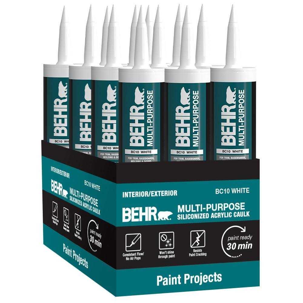 BEHR Multi-Purpose 10.1 fl. oz. White Siliconized Acrylic Latex Caulk - Shop Hardware Tools Online Store