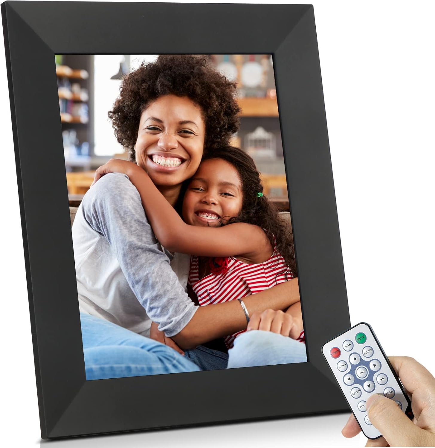 BSIMB Digital Picture Frame IPS Display, Wall-Mountable Electric Photo Frame with Remote Control, Place in Landscape&Portrait, Gift for Mother's Day