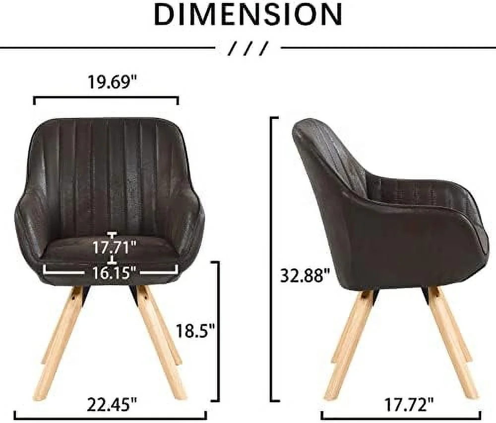 Mid Century JOMA Desk Chair No Wheels Swivel Accent  Office Chair with Walnut Color Wood Legs for Living Room  Brown