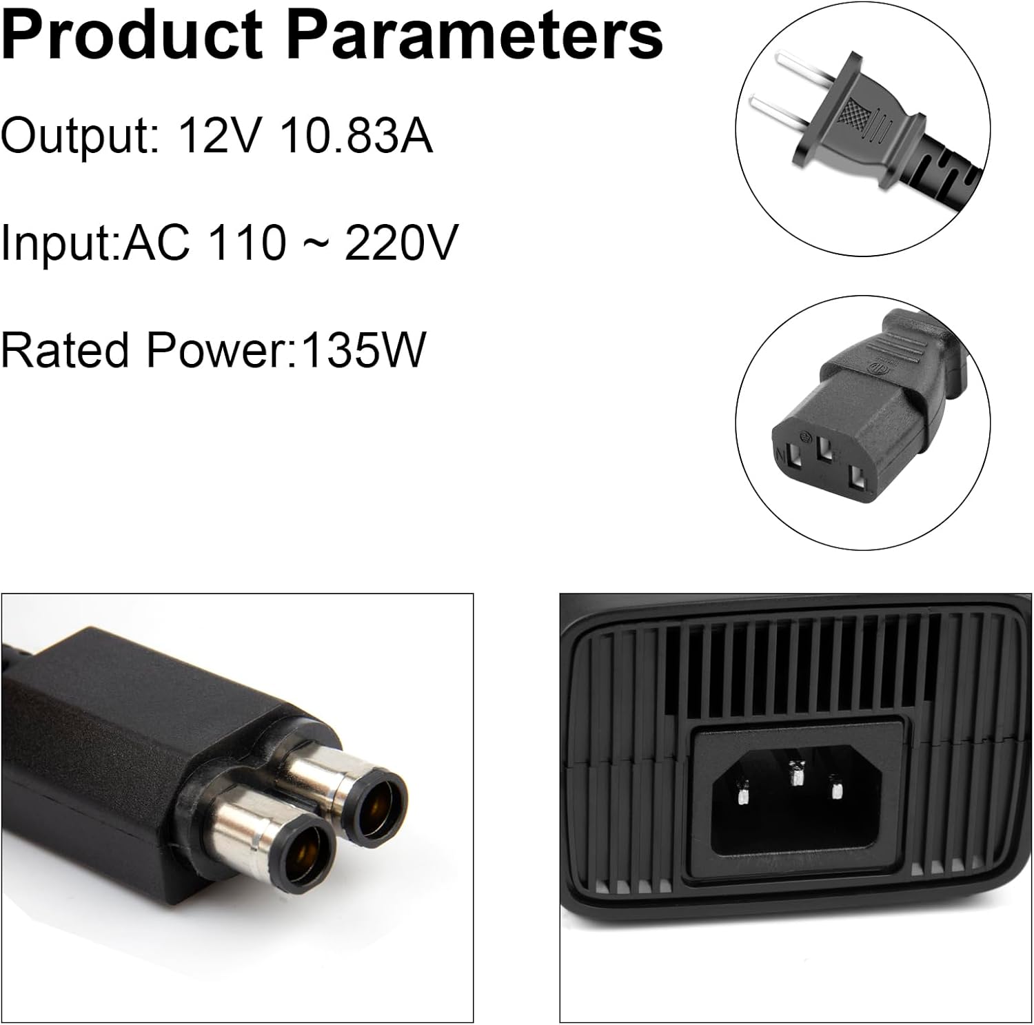 Futurebatt Xbox 360S/ Slim (Only fit 360 S) Power Supply, AC Adapter Power Supply Cord Brick for Xbox 360 Slim Auto Voltage (Black)