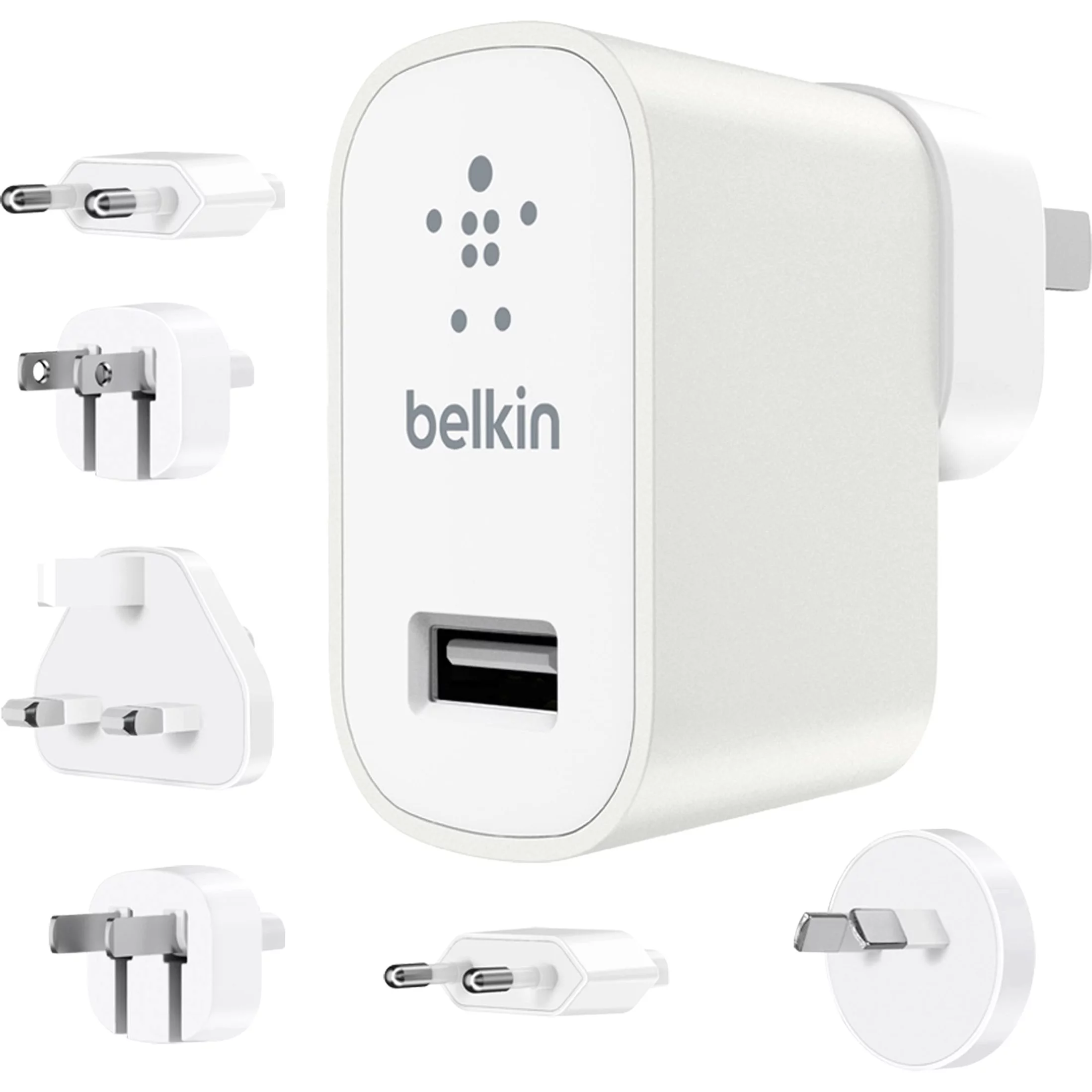 Belkin (12W/2.4A) Global Travel Kit Single USB Wall Charger (6 Adapters) - White