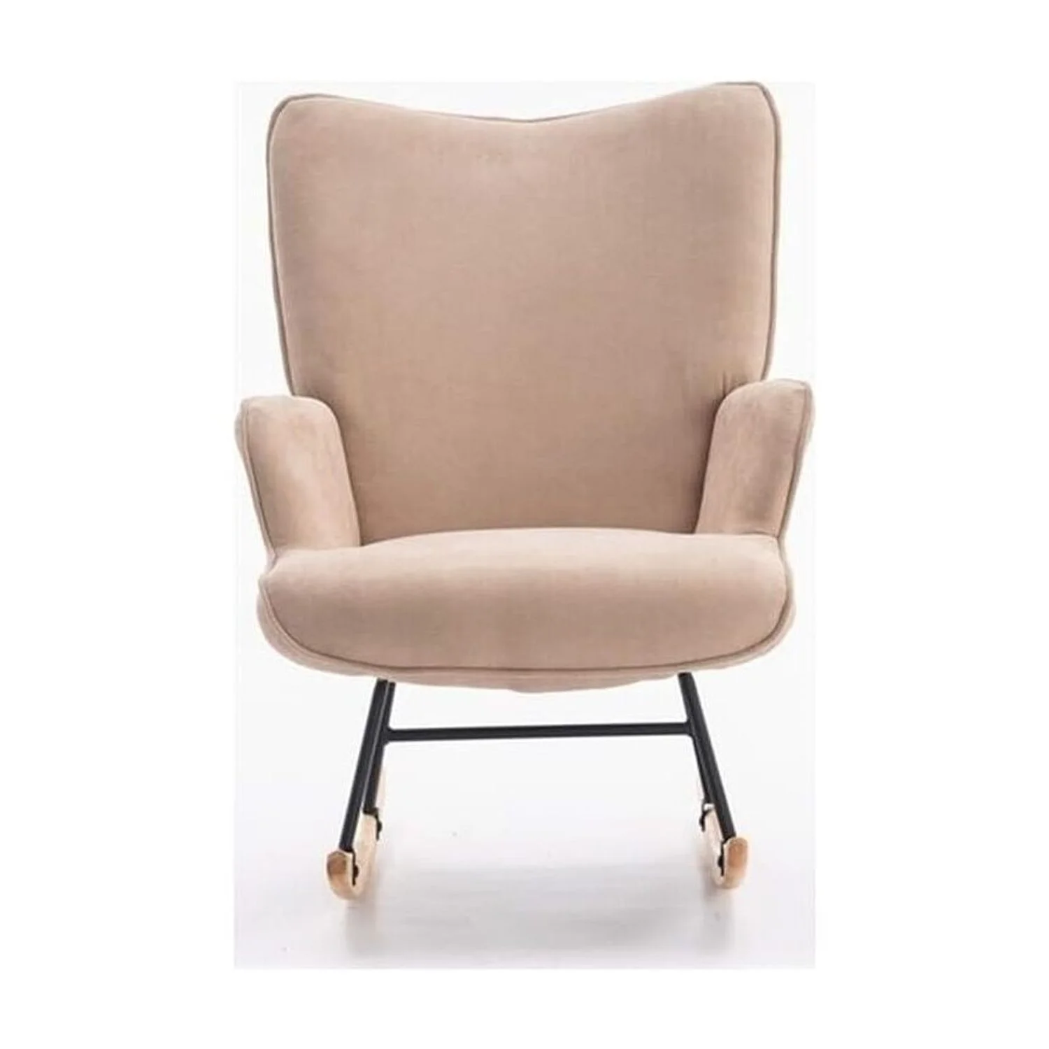 HomeStock Zen Zone Modern Style Rocking Chair-Fabric Accent Chair-Color:Beige