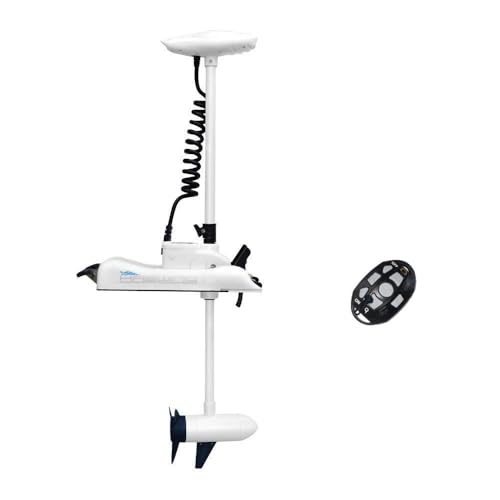 AQUOS Haswing White 12V 55LBS 54inch Electric Bow Mount Trolling Motor with 2.4G Remote Control for Inflatable Boat Kayak Bass Boat Aluminum Boat Fishing, Freshwater and Saltwater Use