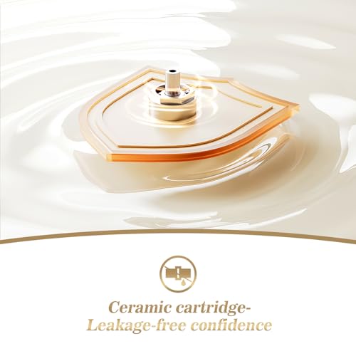 Phiestina Brushed Gold One Hole High Bathroom Vessel Sink Faucet, Single Hole Single Handle Tall Bathroom Faucet, with Pop Up Drain and Water Supply Line,FH01-BG-V