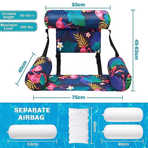 WERNNSAI Inflatable Pool Chair Float for Adults - 2 Pack Fabric Hammock Adjustable Floating Lounge Chairs for Swimming, Beach, Lake