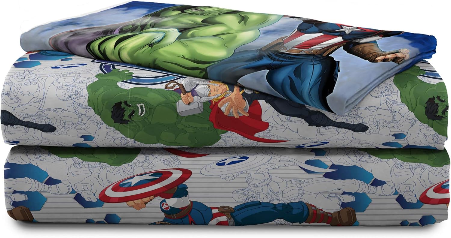 Jay Franco Marvel Avengers Blue Circle Bed Set, Twin