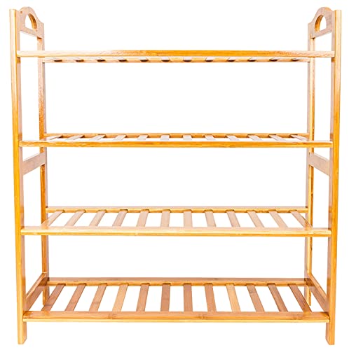 Free Standing Bamboo Shoe Rack, 4 Tier, Espresso, 100% Natural Bamboo, Sturdy, Eco-Friendly, Non-Toxic, Customizable, Easy Assembly, Holds Up to 16 Pairs of Shoes