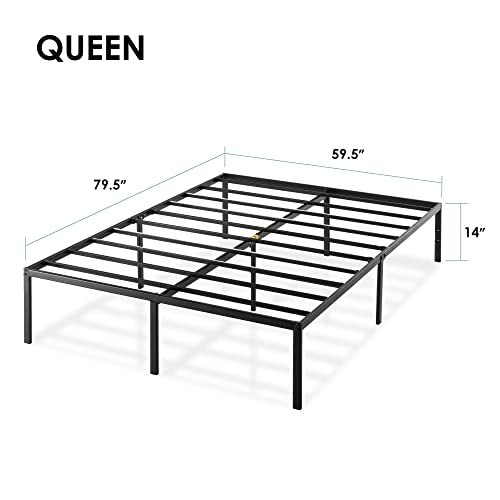 Best Price Mattress 14 Inch Metal Platform Bed Frame, Heavy Duty Steel Slats, White, Full (SPSC-14WH-F)