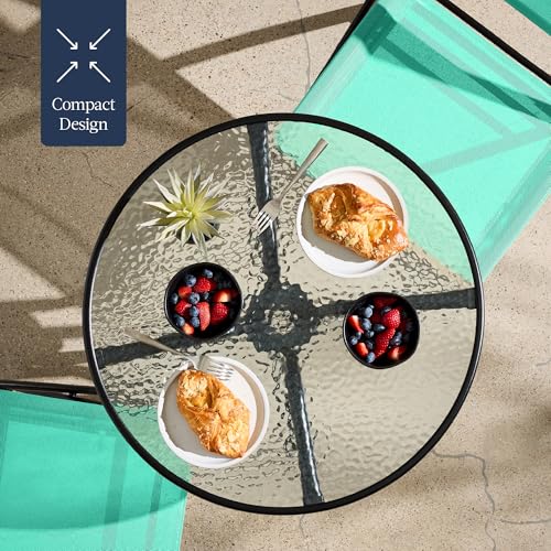 Best Choice Products 3-Piece Patio Bistro Dining Furniture Set w/Glass Tabletop, 2 Folding Chairs, Steel Frame, Polyester Fabric - Gray