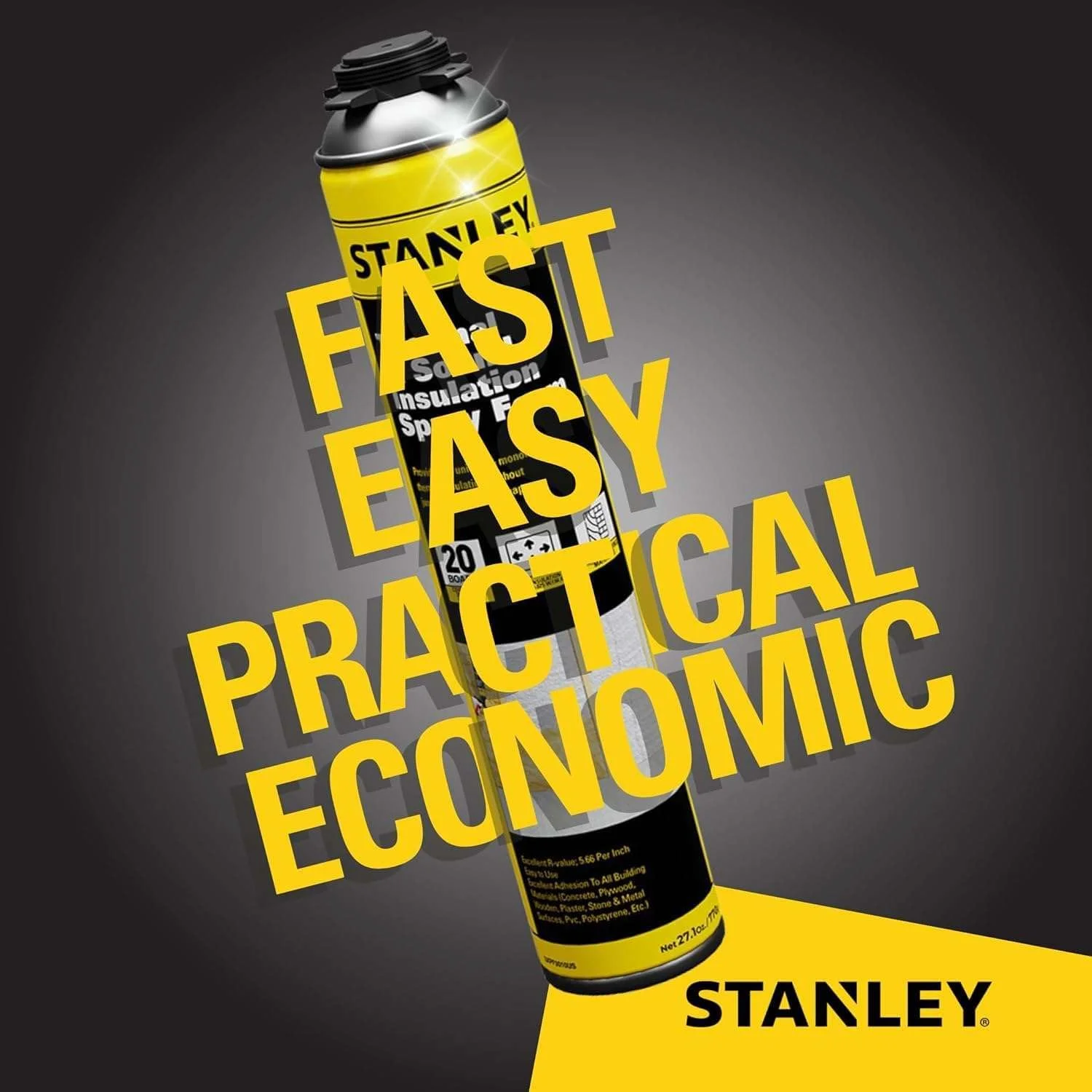 Stanley Supercoat Spray Foam Insulation Kit - Closed Cell, 480 Board feet, 27.1 oz, 24 Pack