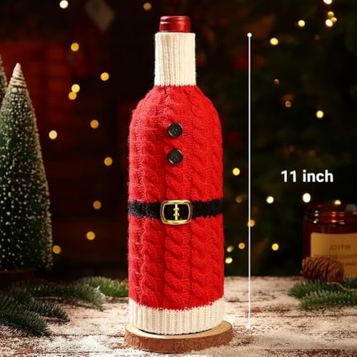 Christmas Wine Bottle Cover – Funny Decorations & Party Table Decoration – Champagne Bottle Sweater – New Year Holiday Party Gift – Wine & Champagne Cover for Xmas Present
