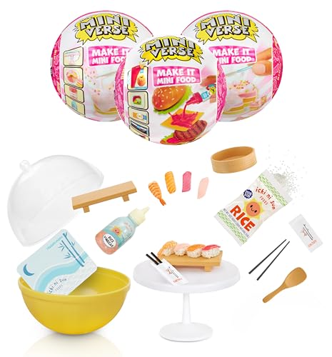 Make It Mini Food Diner Series 3 Sushi Restaurant Bundle (3 Pack) Mini Collectibles - MGA's Miniverse, Blind Pack, DIY, Crafts, Resin Play, Replica Food, NOT Edible, Collectors, 8+
