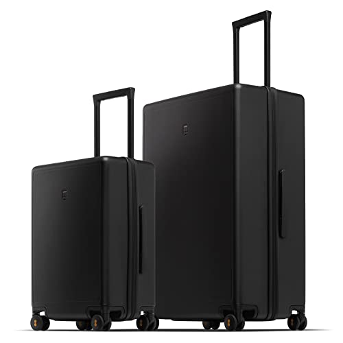 LEVEL8 Hard Shell Carry on Luggage Airline Approved, Carry-on Suitcases with Wheels, Lightweight Luminous Textured Hardside Travel Bag with Tsa Lock, 20 Inch, Black