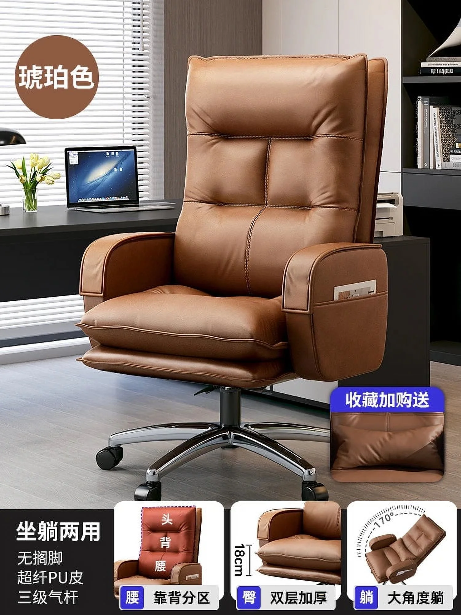 Swivel Genuine Leather Office Chairs Lunch Breaks High End Swivel Chairs Business Office Cowhide 컴퓨터의자 Furniture Room Office