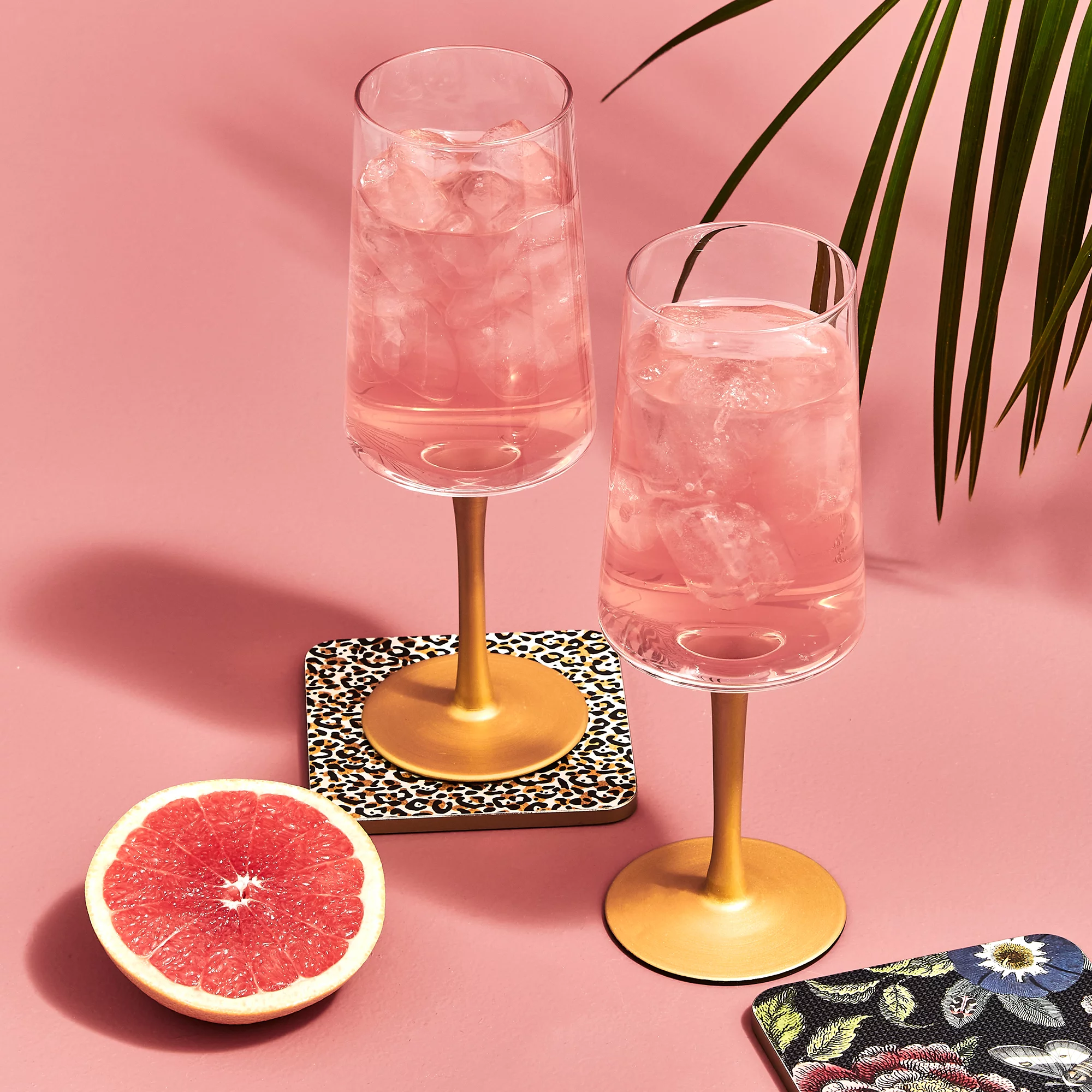 Spode Creatures of Curiosity Gold Stem Wine Glass, Set of 2