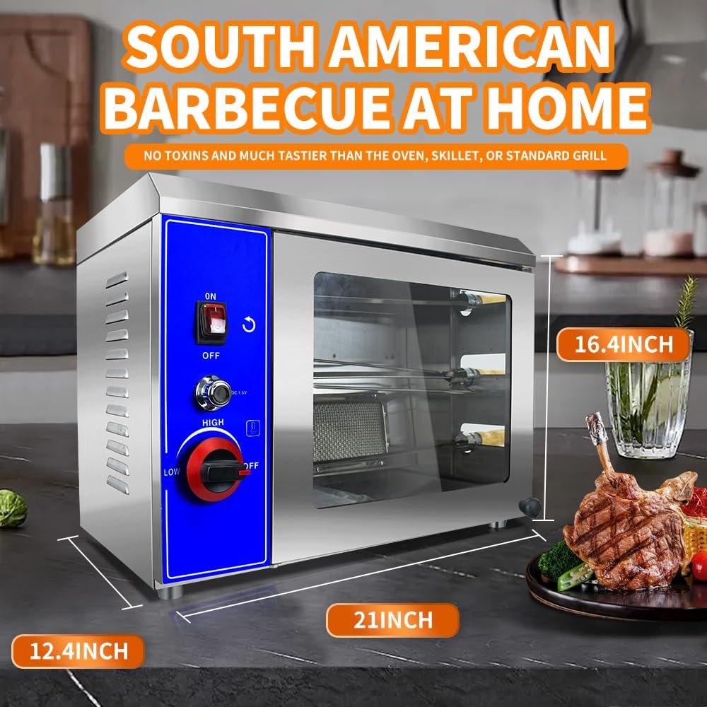 Li Zhen Gas Rotisserie Oven Shawarma Grill Machine Doner Kebab Machine Chicken Rotisserie Grill Propane Grill with Rotisserie Electric Rotisserie with 3 Auto Rotating