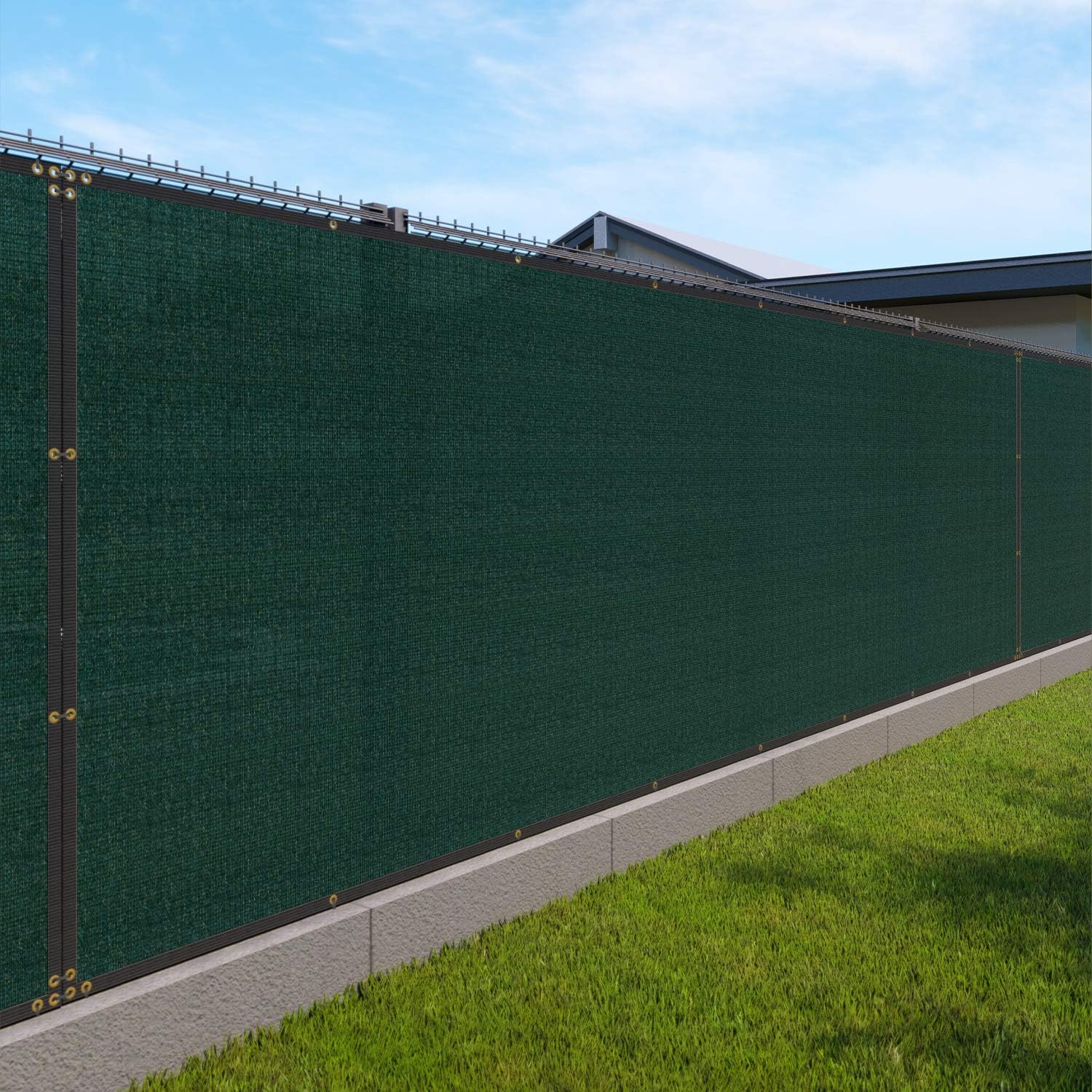 Fence Privacy Screen 15' x 27' Heavy Duty Windscreen Fencing Mesh Fabric Cover for Patio Garden Backyard Lawn Carport Pool Fence, Green