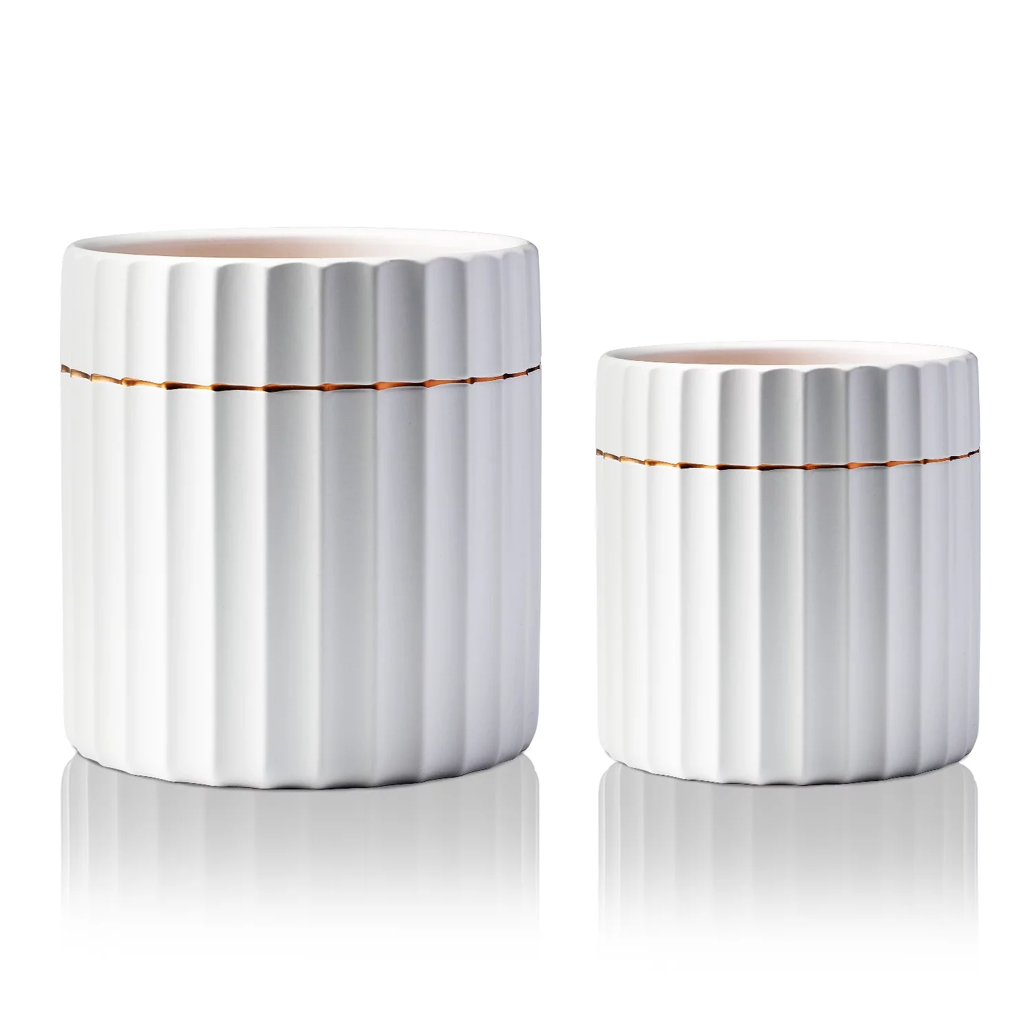 Mozing 2 Pack Ceramic Plant Pots Indoor - Set 4.8 + 6 inch Planter Pot with Drainage Hole (White)