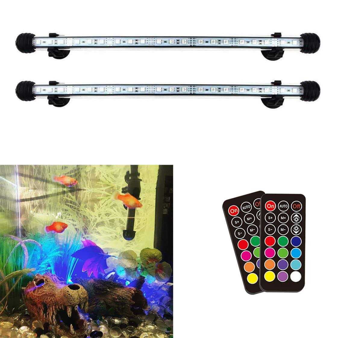 COVOART LED Aquarium Light 2 Pack 15 inches Fish Tank Light RGB Color Underwater Light Submersible Crystal Glass Lights - Pet Supplies online store