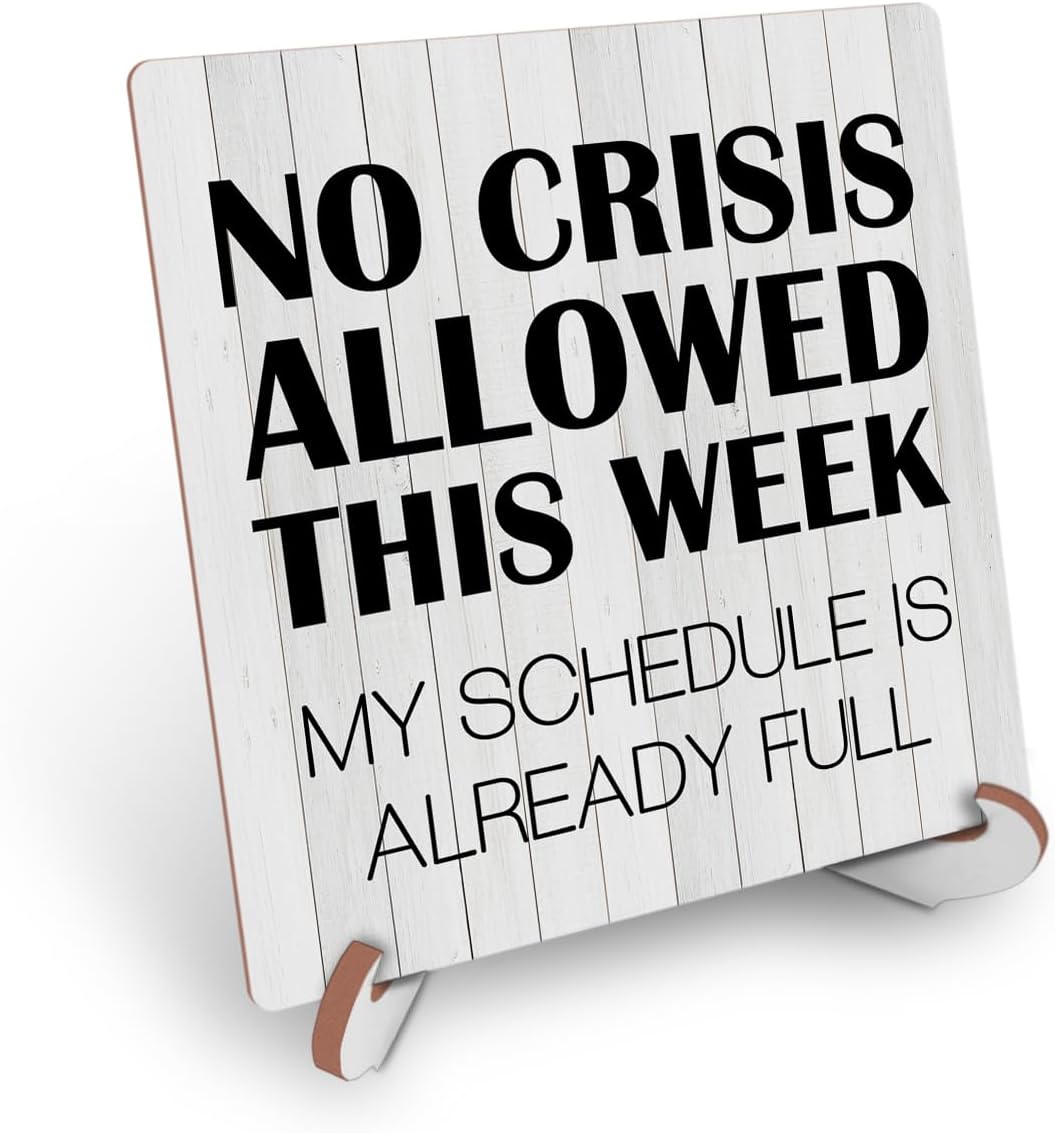 Humor Wood Sign with Saying Desk Decor Funny Office Decor Sign Cubicle Decor Country Plaque with Wooden Stand Rustic Home Farmhouse Office Table Shelf Desk Accessories Boss Leader Coworker Gift