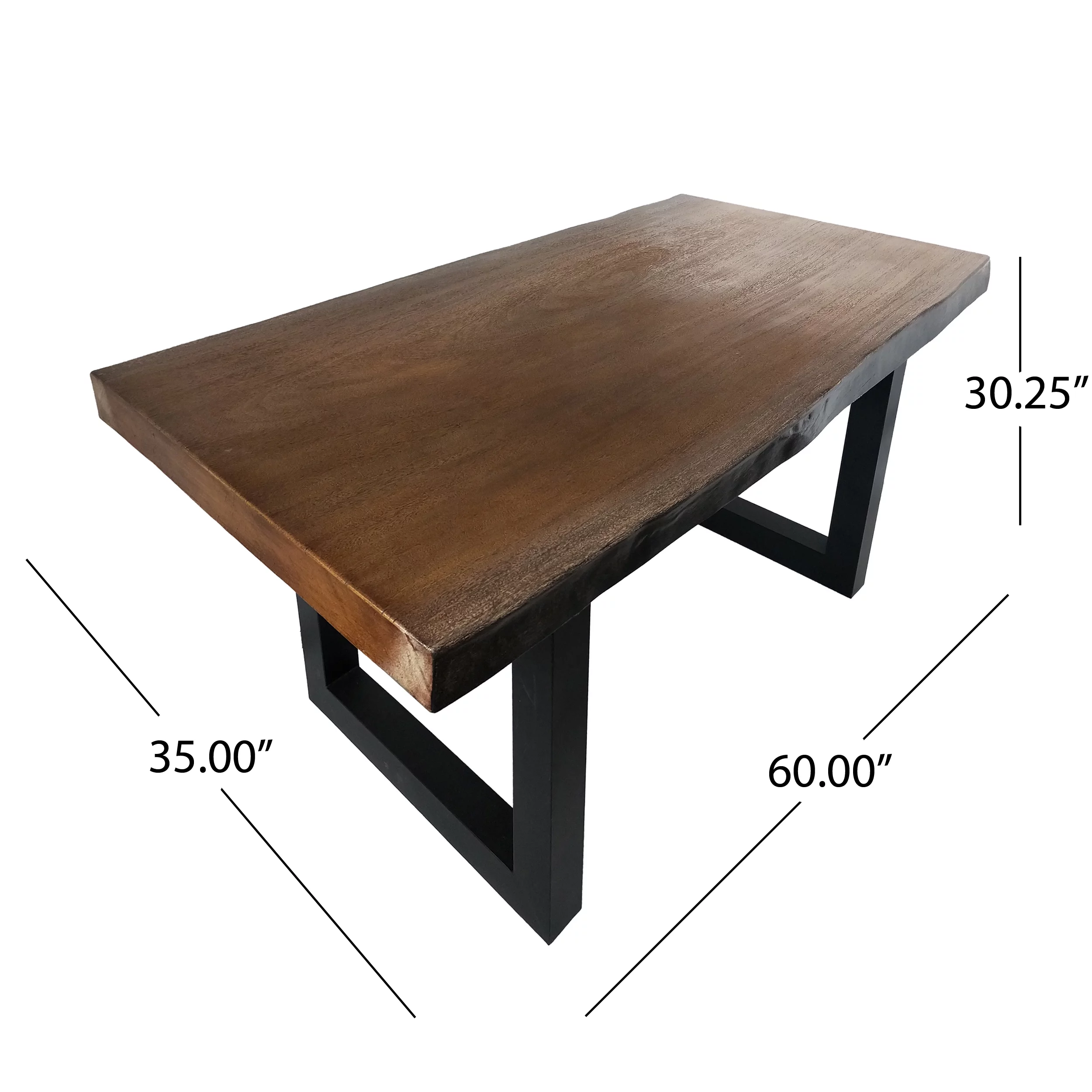 Outdoor Fuax Live Edge Antique Finish Light Weight Concrete Dining Table,Teak