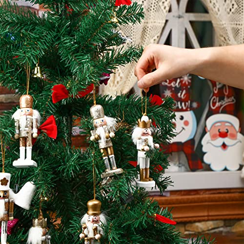 Jetec 10 Pcs Christmas Nutcracker Ornaments Wooden Hanging Decorations 5 Inch Tall Nutcracker Figures Christmas Decorations(Cute Style)