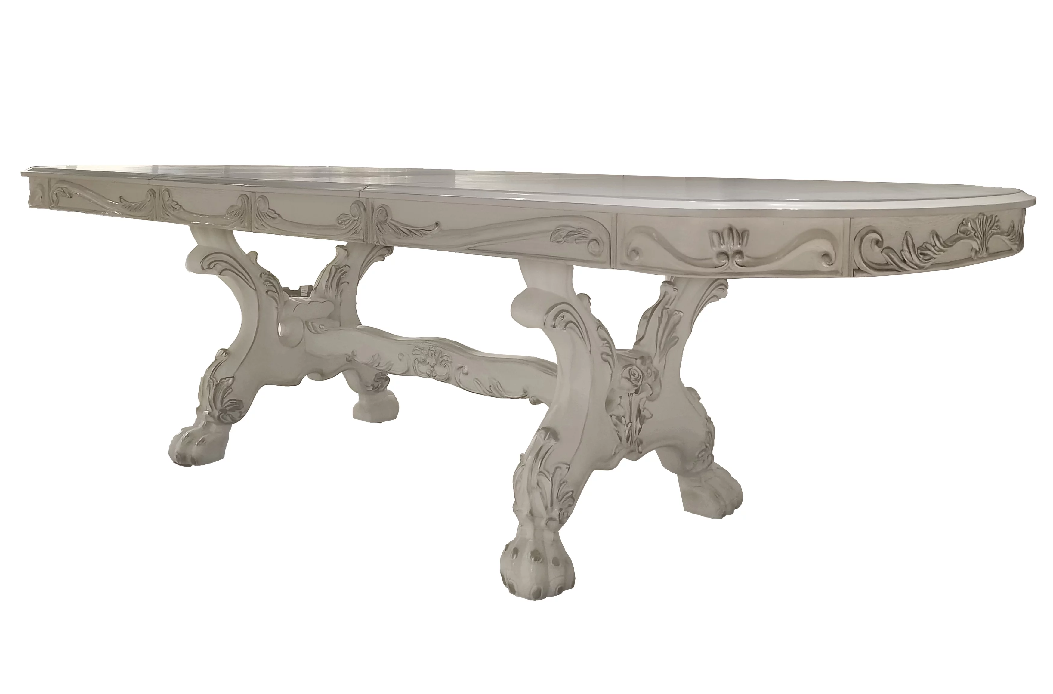 ACME Dresden Rectangular Dining Table with Claw Legs in Bone White