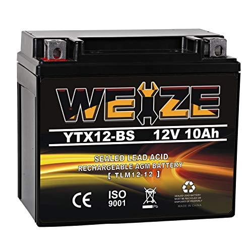 Weize YTX14 BS ATV Battery High Performance - Maintenance Free - Sealed AGM YTX14-BS Motorcycle Battery compatible with Honda Suzuki Kawasaki Yamaha scooter snowmobile