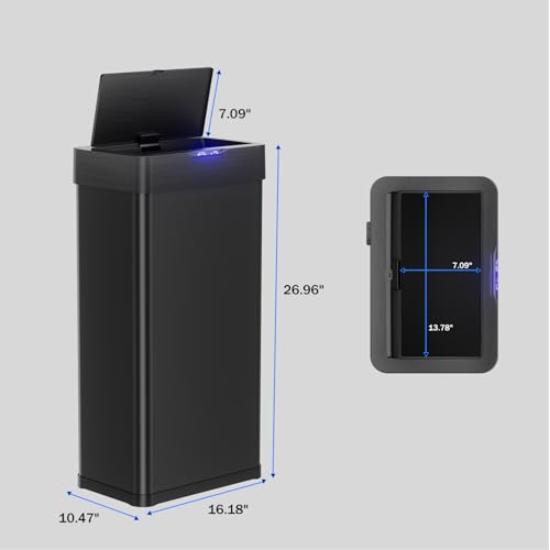 TLSUNNY 16 Gallon Motion Sensor Trash Can,Touchless Automatic Garbage Can,Brushed Stainless Steel Smart Bin,with Bag Holder,Soft Close Lid,for Kitchen,Office,RV,Bedroom,Living Room (Silver, 60L)
