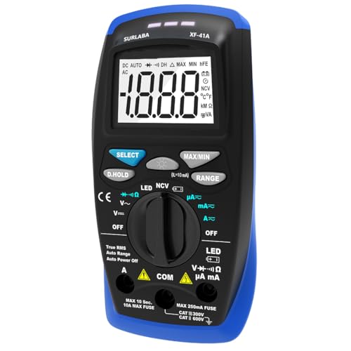 Digital Multimeter, Multimeter Tester TRMS 6000 Counts Volt Meter Ohmmeter Auto-Ranging Tester, Measures Voltage Current Resistance Diodes Continuity Duty-Cycle Capacitance Temperature