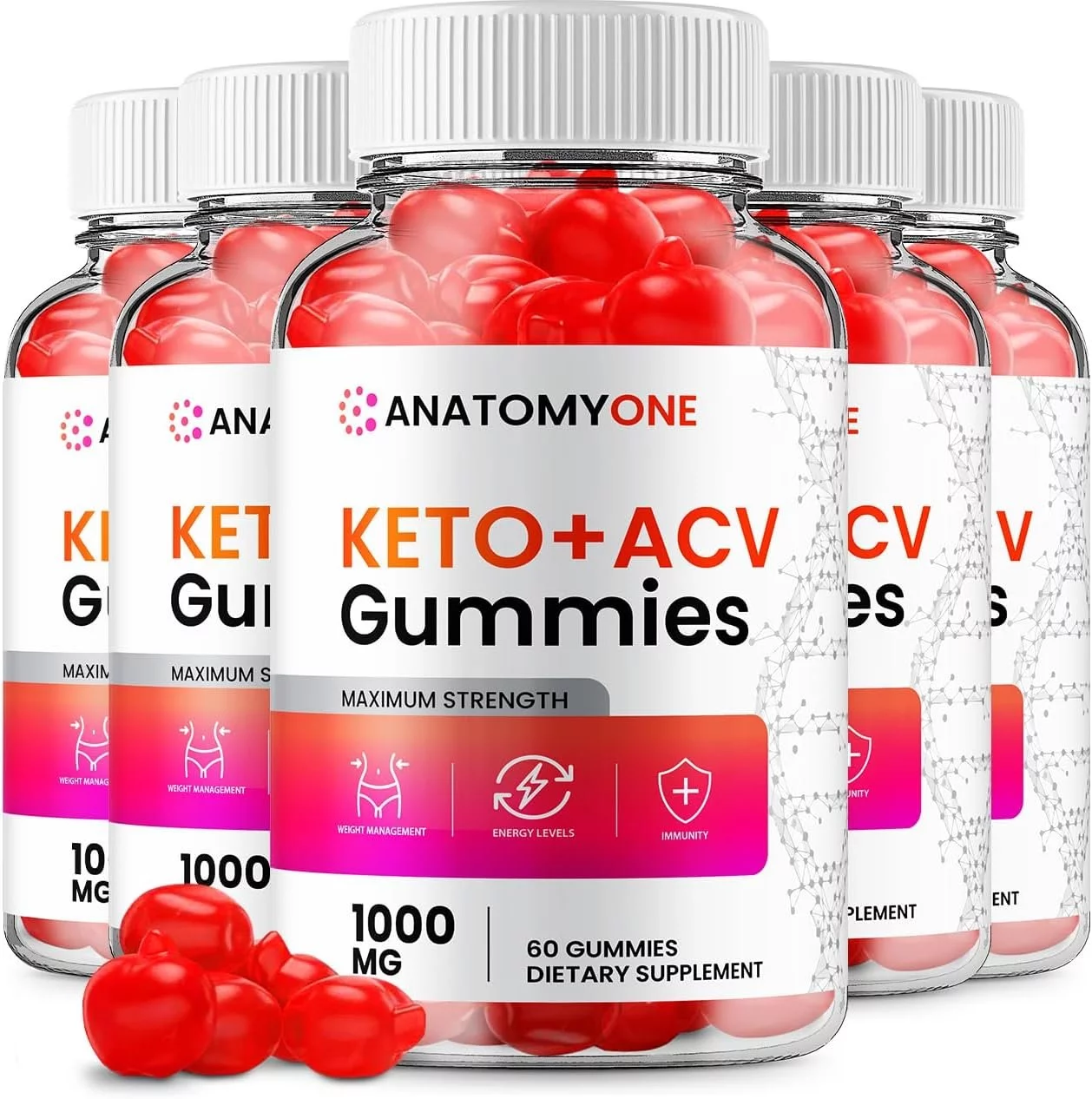 5 Pack Anatomy One ACV Gummies AnatomyOne ACV Advanced Formula Plus Apple Cider Vinegar Keto Gummies Dietary Supplement B12 Beet Root Juice Men Women 300 Gummies