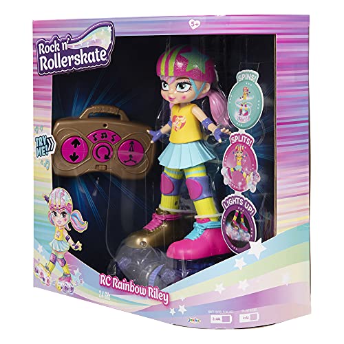 JAKKS Pacific Rock N Rollerskate Doll Rainbow Riley Light Up Remote Control Rollerskating Doll - Plays Music and Skates!, 10