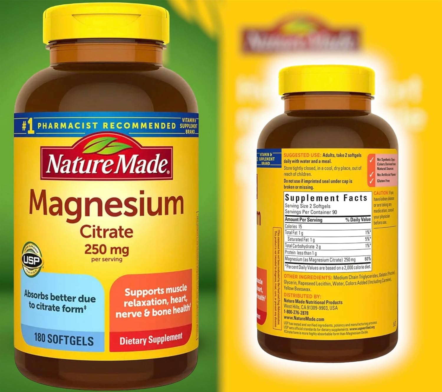 180 softgels Nature Made Magnesium Citrate 250 mg