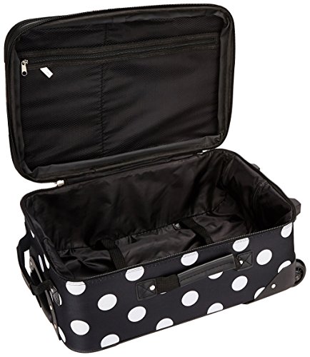 Rockland Vara Softside 3-Piece Upright Luggage Set, Expandable,Black dot, (20/22/28)
