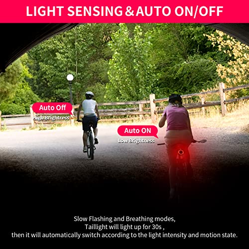 Bicycle Horn Bike Alarm Smart Bike Tail Light Bike Brake Light Auto ON/Off Rear Bike Light Waterproof Rechargeable Antitheft Alarm