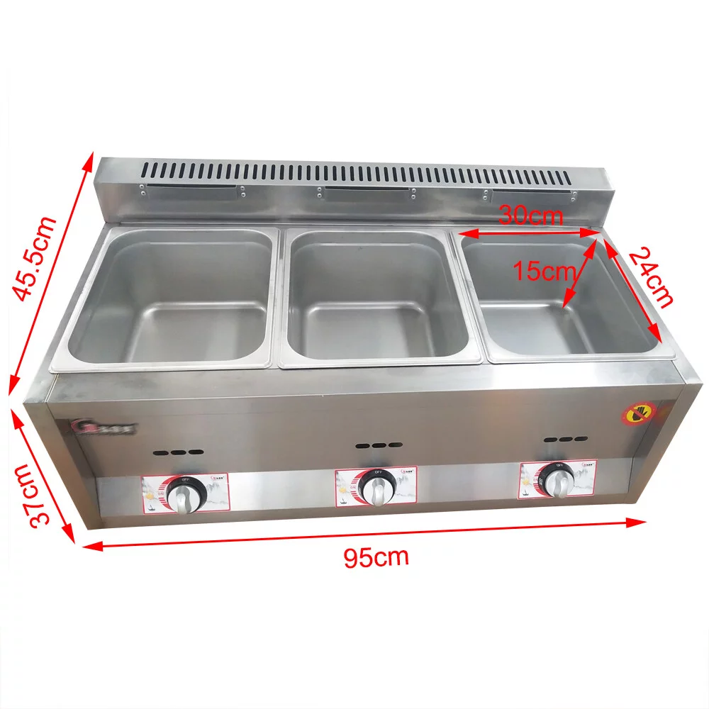 Commercial Propane Deep Fryer Countertop 18L Gas Fryer 3 Pan LPG NG Gas Fryer