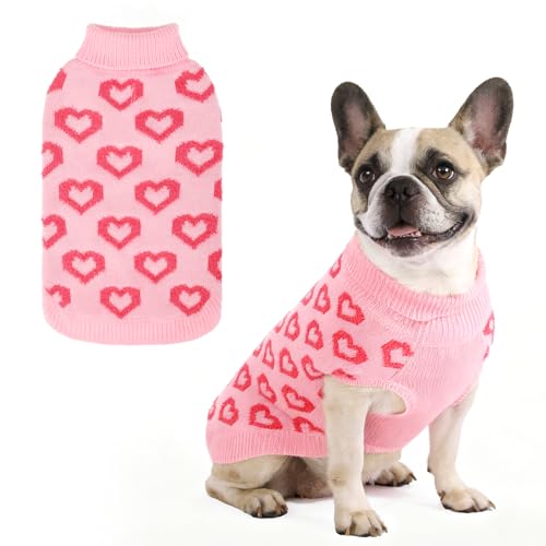 KOOLTAIL Christmas Dog Sweater, Knitted Turtleneck Pullover, Red Green Color Dog Sweatshirt, Thick Warm Winter Clothes for Small to Large Dogs, Boys & Girls