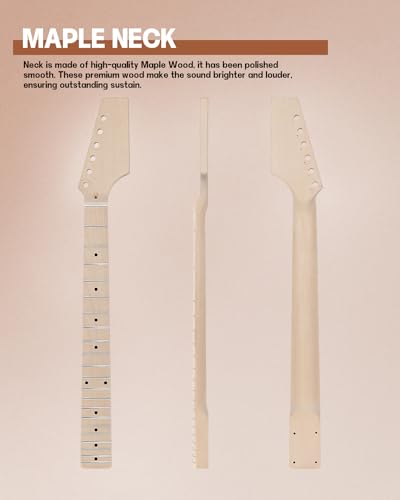 Leo Jaymz DIY Single Cut Electric Guitar Kits with Mahogany Body and Neck - Rosewood Fingerboard and All Components Included (LP Hollow)