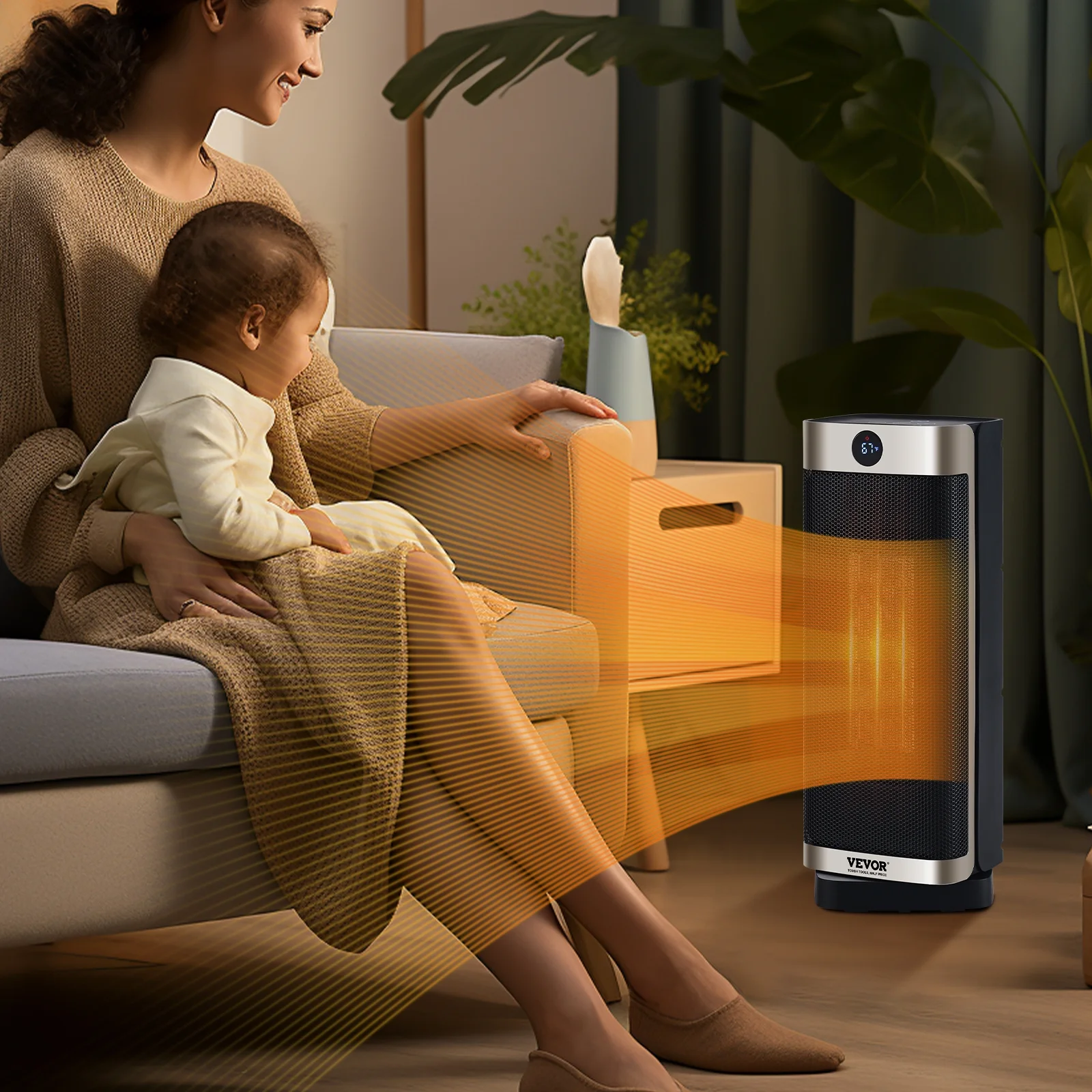 BENTISM 1500W Electric Fan Forced Portable Space Heater 16 in with Thermostat