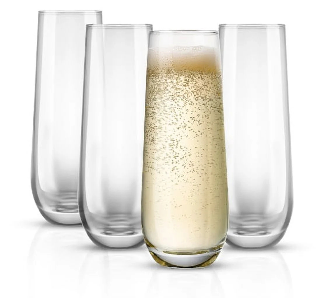 Kook 9.4 Oz Stemless Champagne Flutes Bar Glasses Set of 4