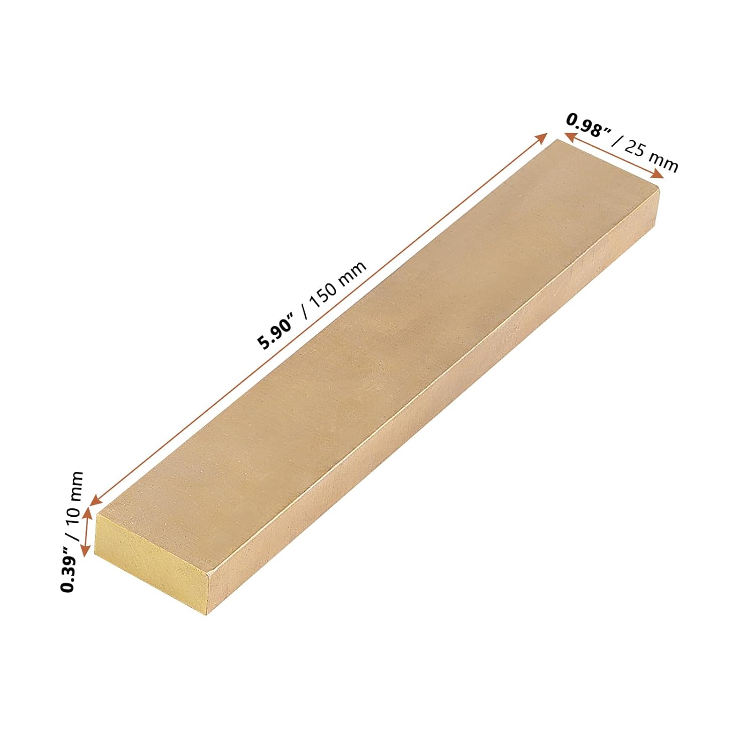 2 Pcs 0.39 x 1 x 6 Inch Brass Flat Bar Stock, Rectangular Brass Bar, Long Solid Plate Mill Stock