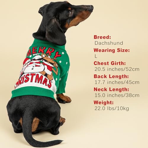 Dog Christmas Sweater Funny Dog Christmas Outfit Soft Warm Turtleneck Knitted Pet Clothes Cold Weather Puppy Clothes for Small Medium Dogs Cats
