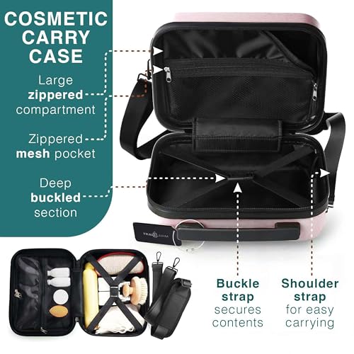 22 Inch Carry On Luggage 22x14x9 Airline Approved, Carry On Suitcase with Wheels, Hard-shell Carry-on Luggage, Durable Luggage Carry-On, Black Small Suitcase with Cosmetic Case