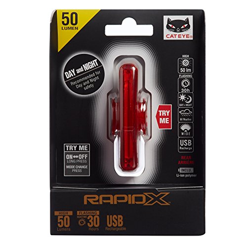 CATEYE, Rapid X USB Rechargeable LED Bike Safety Tail Light