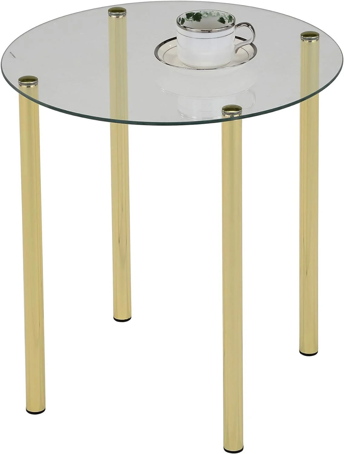 Milnai Round Side End Accent Table, Metal/Glass