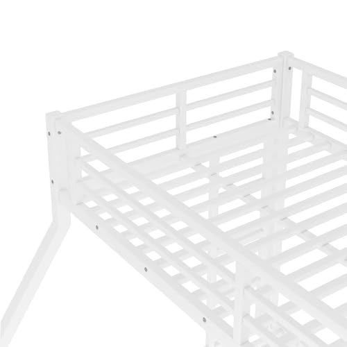 Heavy Duty Bunk Bed Frame with Ladder, Twin XL Over Twin XL Bunk Beds with Safety Guardrails, Adults Bunk Beds with Noise-Reducing Rubber Stoppers, Easy Assemble, Black