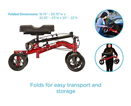 NOVA Medical Products Heavy Duty Knee Scooter, 400 lb Weight Capacity, Red